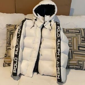 POLO RALPH LAUREN BIG PONY WOMEN’S LOGO DOWN PUFFER HOODIE JACKET /SIZE MEDIUM